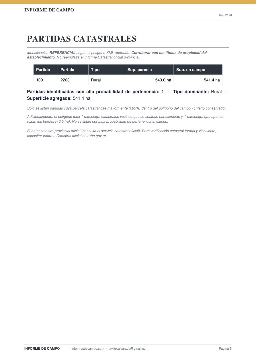 Partidas catastrales
